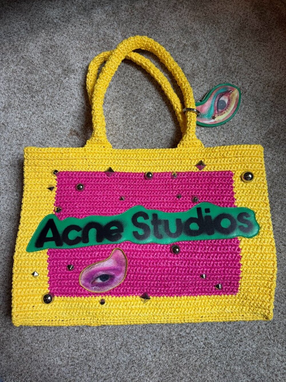 Acne Studios Raffia and Leather Tote Bag